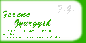 ferenc gyurgyik business card